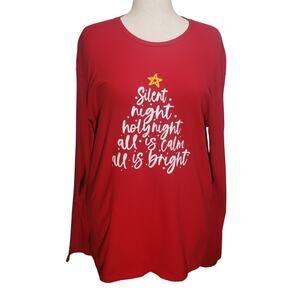 GIldan Long Sleeve Red Holiday T-Shirt  Sz XL Festive Print Casual Cozy Tee